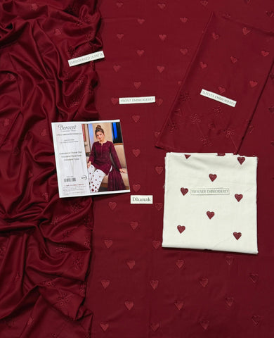 Heart  Collection | Premium 3-Piece Ladies Suit Dhanak Embroidered