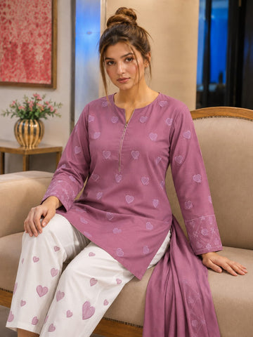 Heart  Collection | Premium 3-Piece Ladies Suit Dhanak Embroidered