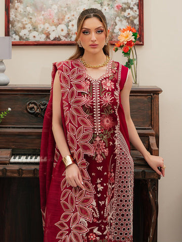 Mahnur Premium 3PC Embroidered Dhanak Winter Suit – NF 414