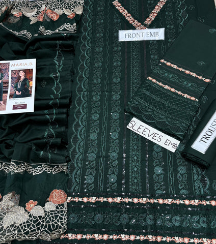 Maria.B Premium 3PC Embroidered Dhanak Suit – D#3016