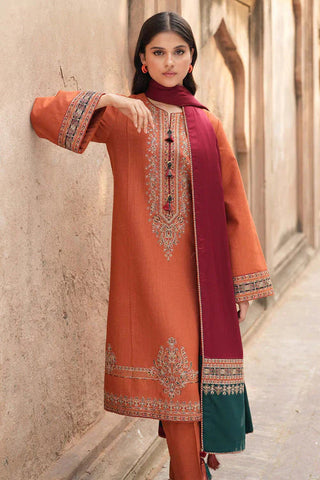 Jazmin Dhanak 3-Piece Heavy Embroidered Suit with Printed Wool Shawl