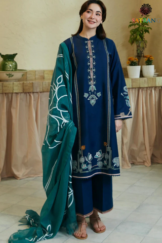 Winter Dhanak 3PC Embroidered Suit