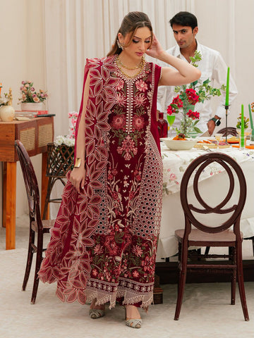Mahnur Premium 3PC Embroidered Dhanak Winter Suit – NF 414