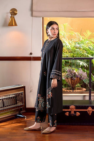 Black Embroidered 2-Piece Ladies Suit | Premium Winter Collection