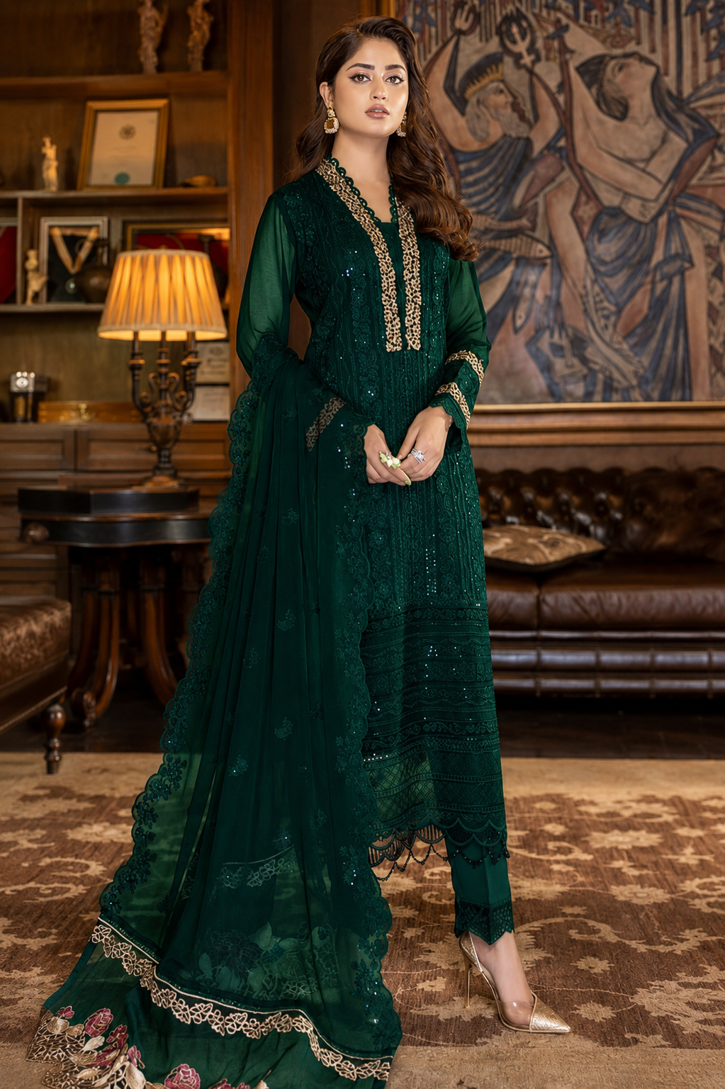 Maria.B Premium 3PC Embroidered Dhanak Suit – D#3016