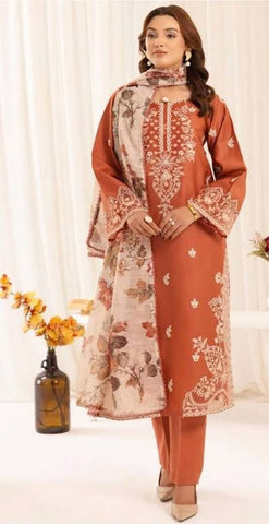 MOHAGNI Premium Air-Jet Dhanak 3PC Embroidered Unstitched Suit