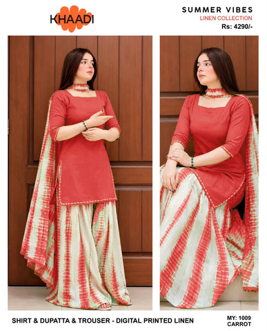*AMNA MALIK* (linen with silk Duppta)