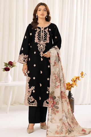 MOHAGNI Premium Air-Jet Dhanak 3PC Embroidered Unstitched Suit