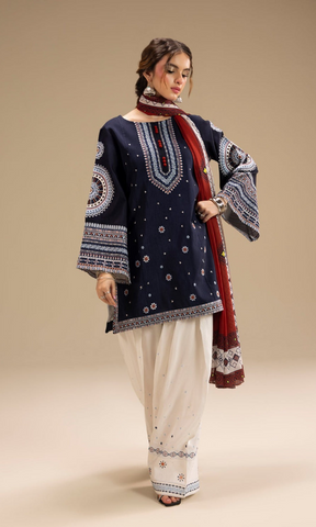 Jazmine - 3PC Unstitched Dhanak Heavy Embroidered Suit-B