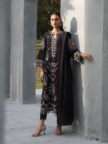Edenrobe Premium 3PC Embroidered Dhanak Winter Suit  NF 403