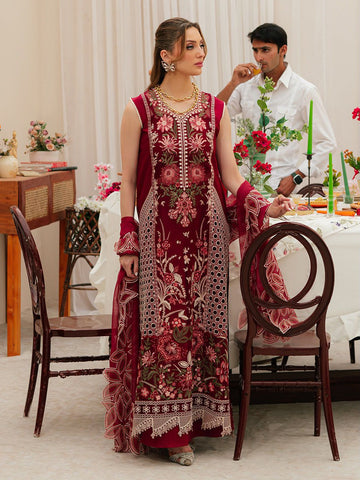Mahnur Premium 3PC Embroidered Dhanak Winter Suit – NF 414