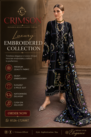 Crimson Lawn Chikankari Embroidered 3 Piece
