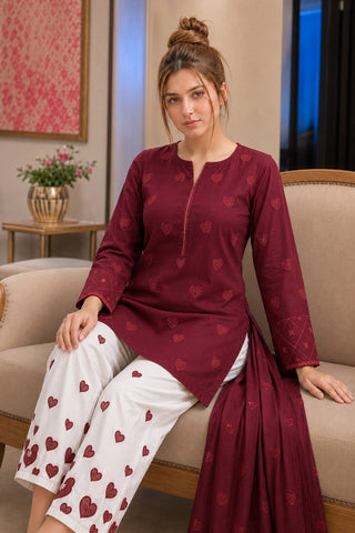 Heart  Collection | Premium 3-Piece Ladies Suit Dhanak Embroidered