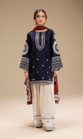 Jazmine - 3PC Unstitched Dhanak Heavy Embroidered Suit-B