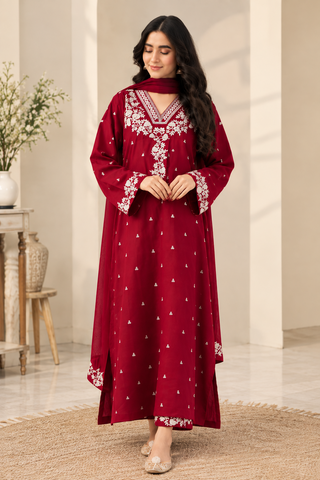Pezwan Dhanak 3PC Embroidered Suit - Winter Collection 2026-27