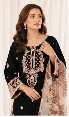 MOHAGNI Premium Air-Jet Dhanak 3PC Embroidered Unstitched Suit