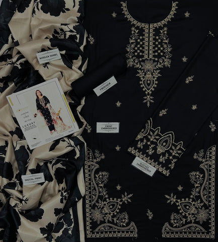 MOHAGNI Premium Air-Jet Dhanak 3PC Embroidered Unstitched Suit