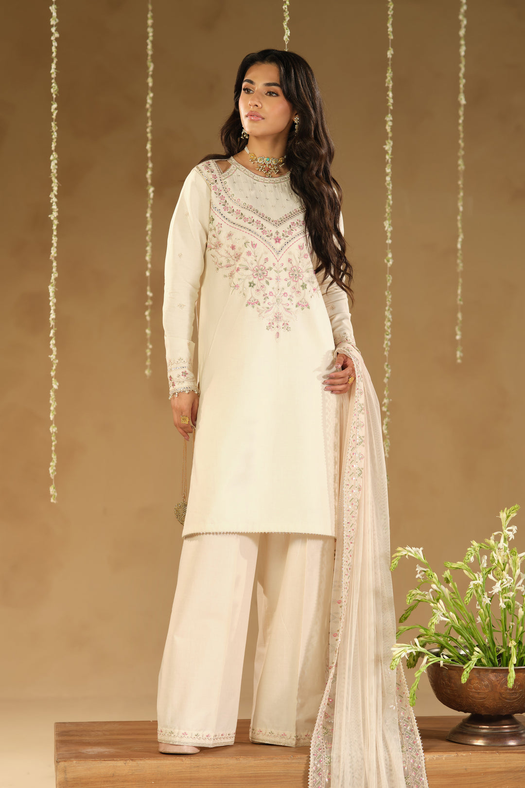 Rafza - Dhanak 3-Piece Unstitched Embroidered Suit