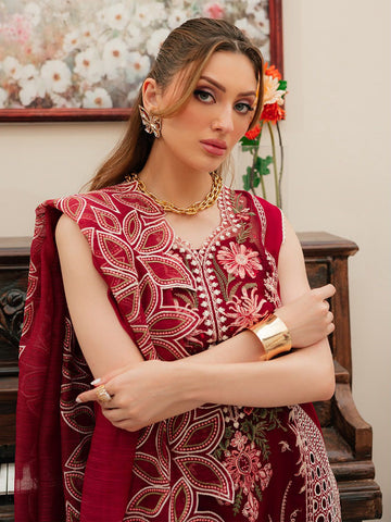 Mahnur Premium 3PC Embroidered Dhanak Winter Suit – NF 414