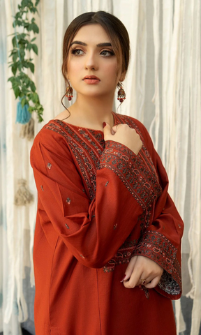 URGE - 3PC (Unstitched) Embroidered Dhanak Suit