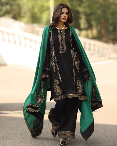 Charizma Premium Air-Jet Dhanak 3PC Embroidered Suit