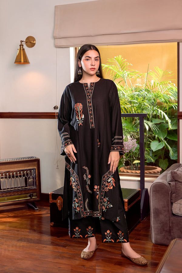 Black Embroidered 2-Piece Ladies Suit | Premium Winter Collection
