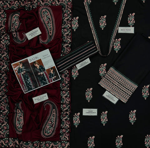BATIK Premium Air-Jet Dhanak 3PC Embroidered Unstitched Suit – Winter Collection 2026/27