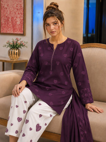 Heart  Collection | Premium 3-Piece Ladies Suit Dhanak Embroidered