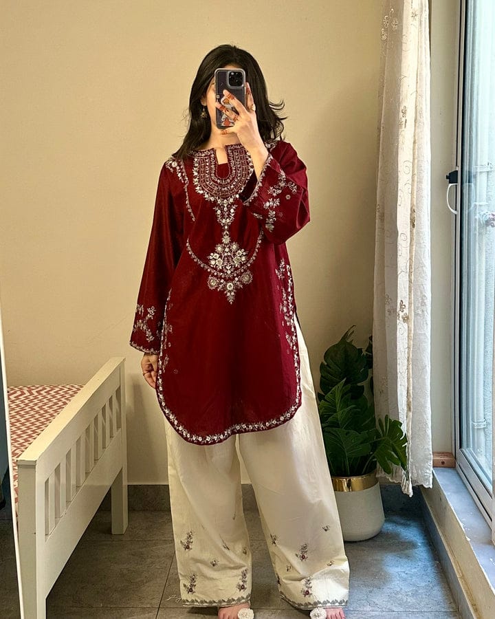Anmol - 2PC Unstitched Dhanak Embroidered Suit