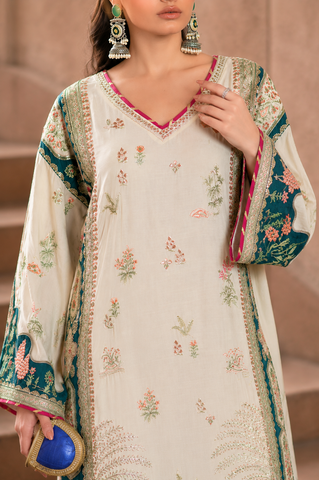 Most Viral Luxury Kaftan Silk 2-Piece | Fully Heavy Embroidered Kaftan