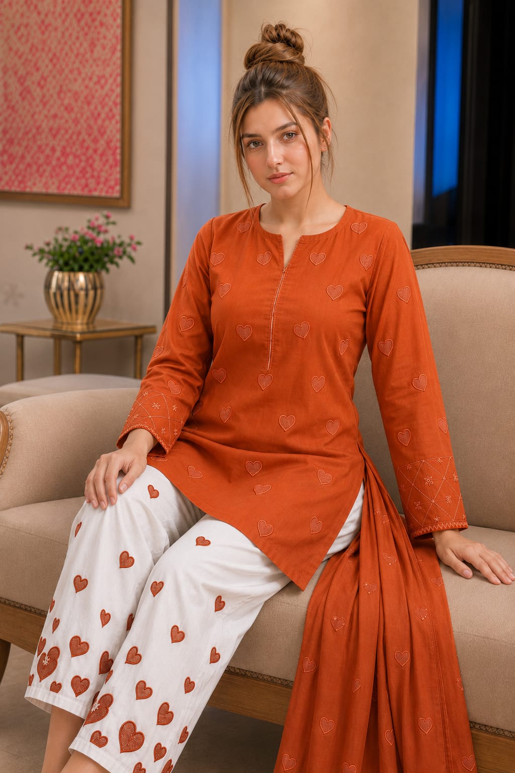 Heart  Collection | Premium 3-Piece Ladies Suit Dhanak Embroidered