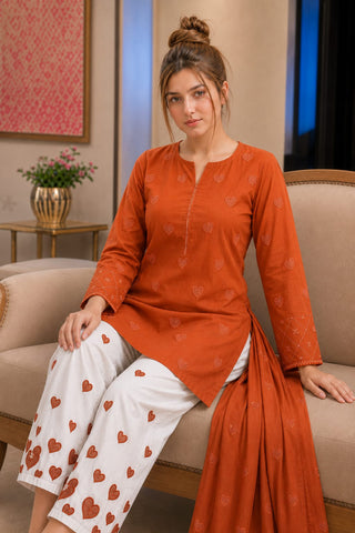 Heart  Collection | Premium 3-Piece Ladies Suit Dhanak Embroidered